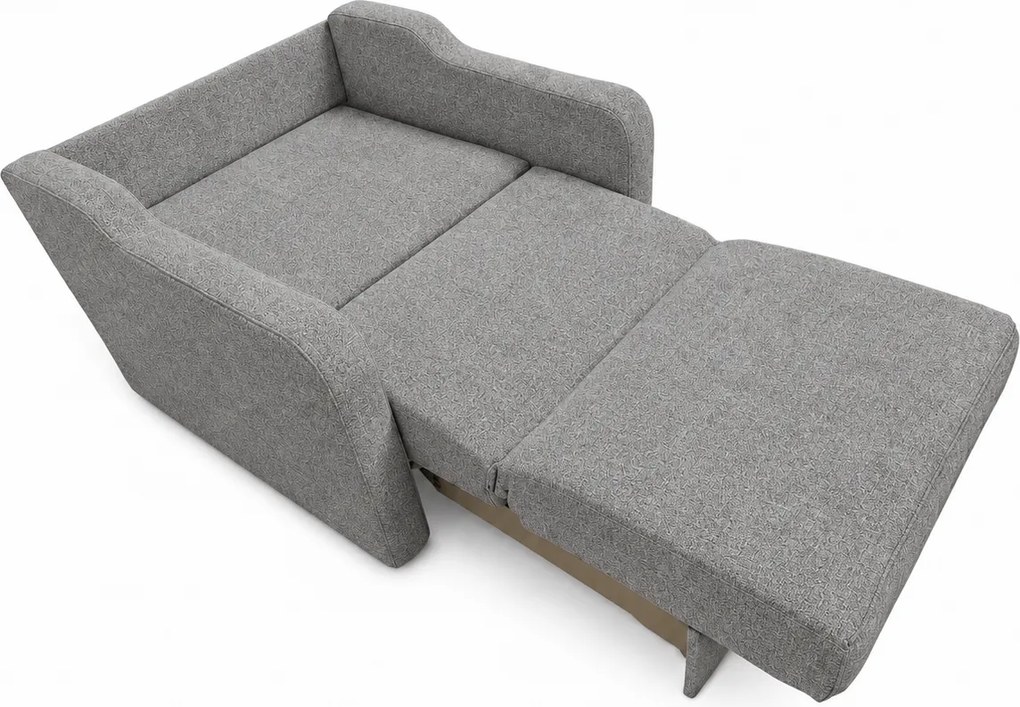 Fotoliu SAMY extensibil, cu lada de depozitare, stofa gri , cadru metalic, 103x100x92 Stofa, Gri
