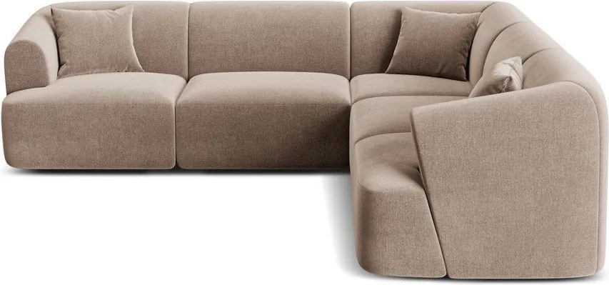 Colțar maro deschis cu tapițerie din catifea Campi – Cosmopolitan Design