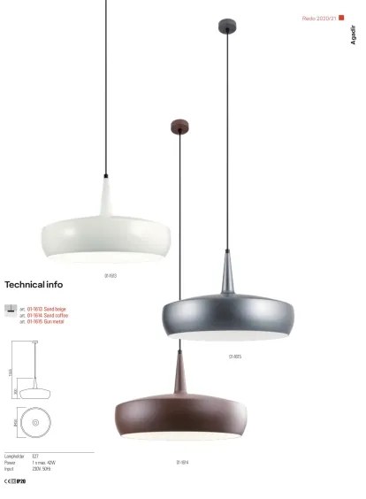 Redo 01-1615 - Lustră pe cablu AGADIR 1xE27/42W/230V