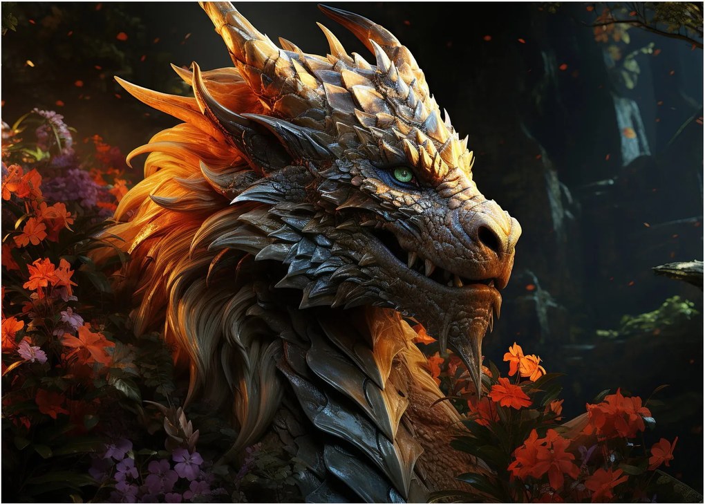 Tablou pe sticlă - Dragon (70x50 cm)