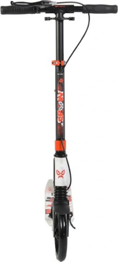 Trotineta din aluminiu NOVOKIDS™ Spooky Scooter, Frana de mana, Max.100 kg, Super Brake, Maner reglabil pe inaltime, Diametru roata 200 mm, Alb