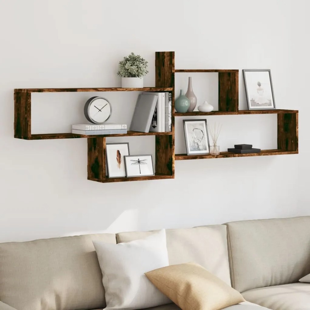 vidaXL Raft perete, stejar fumuriu, 167,5x18x68 cm, lemn prelucrat