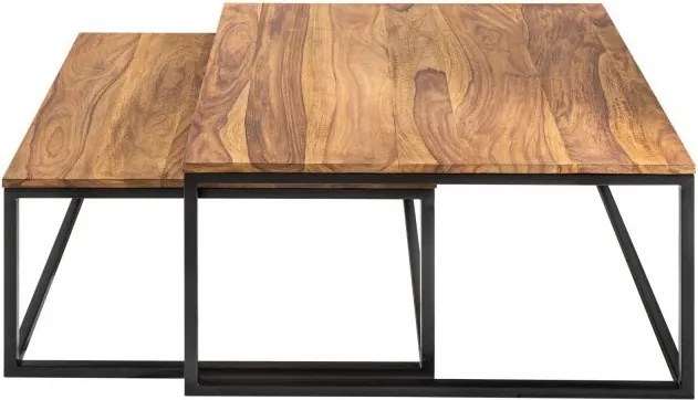 Set de 2 masute design industrial Elements Sheesham