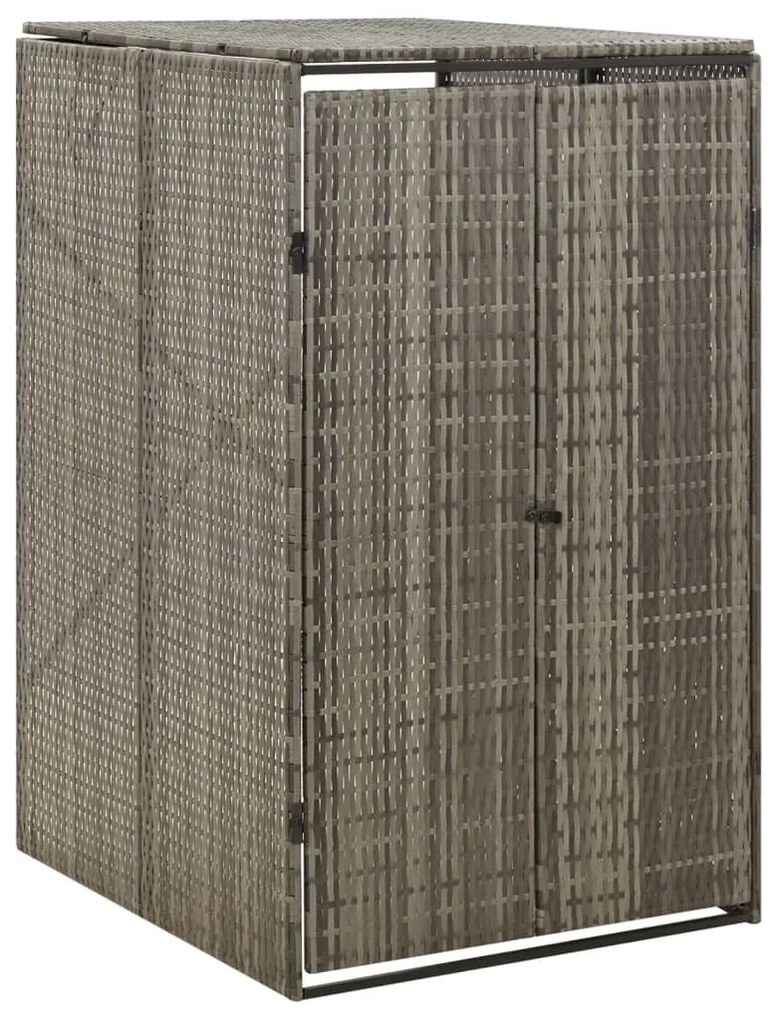 Magazie de pubela cu roti, gri, 70x80x117 cm, poliratan