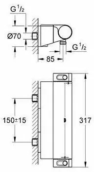 Baterie dus termostatata Grohe Grohtherm 2000 crom lucios