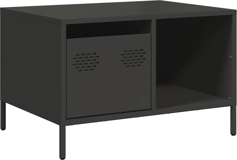 vidaXL Măsuță de cafea, negru, 68,5x50x43,5 cm, oțel laminat la rece