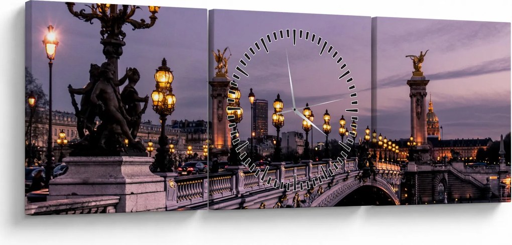 Tablou - Podul lui Alexandru al III.-lea din Paris (cu ceas) (90x30 cm)