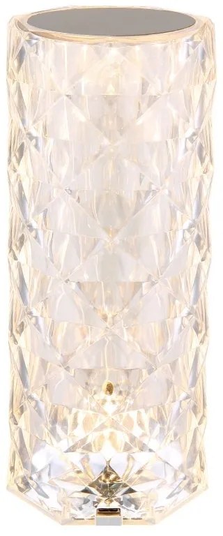 Lampa de masa cu baterii, plastic transparent cu efect de cristal Gixi alb 9cm
