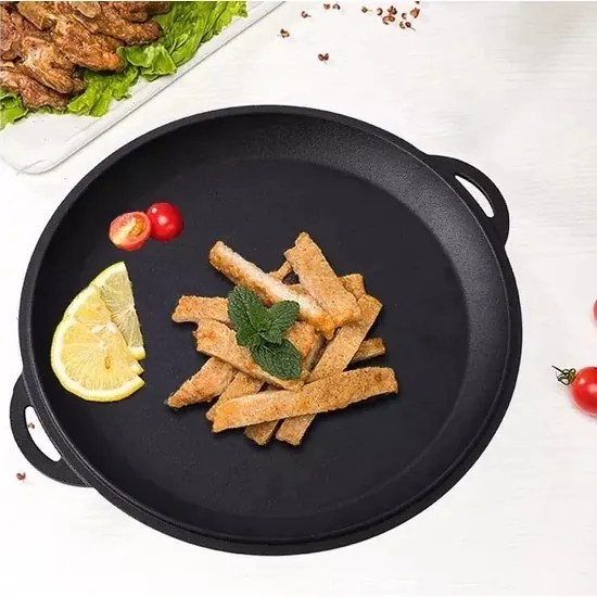 Oala fonta wok cu capac, 3 in 1, 32cm, Perfect Home 12411, capac tigaie