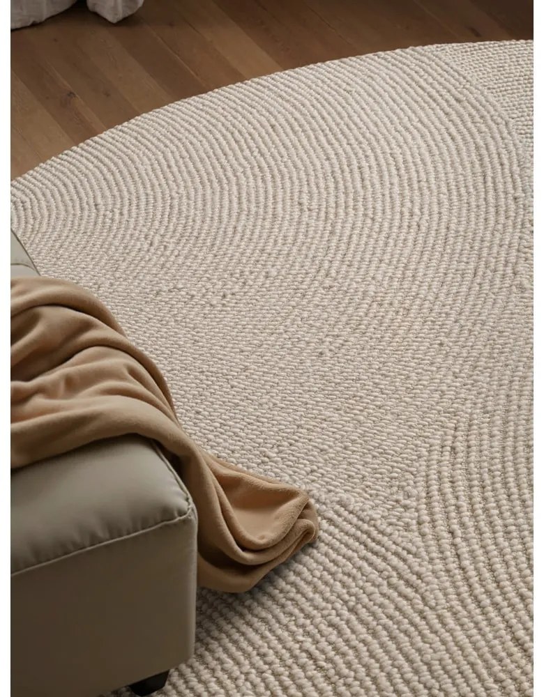 Covor în culoare naturală deschisă țesut manual rotund din lână ø 200 cm Calmio – Hanse Home
