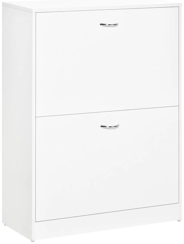 HOMCOM Dulap pentru pantofi dim. 60L x 24l x 80H cm 2 uși batante Alb | Aosom Romania