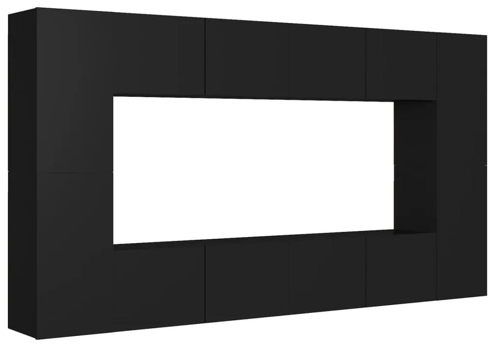 3078774 vidaXL Set dulapuri TV, 8 piese, negru, lemn prelucrat