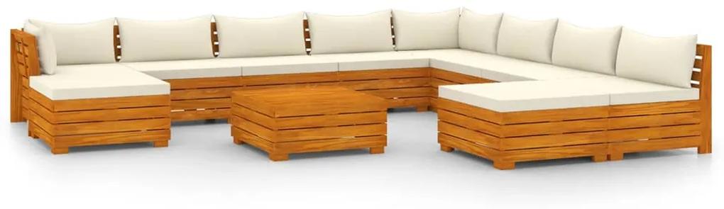 3087295 vidaXL Set mobilier grădină cu perne, 11 piese, lemn masiv de acacia
