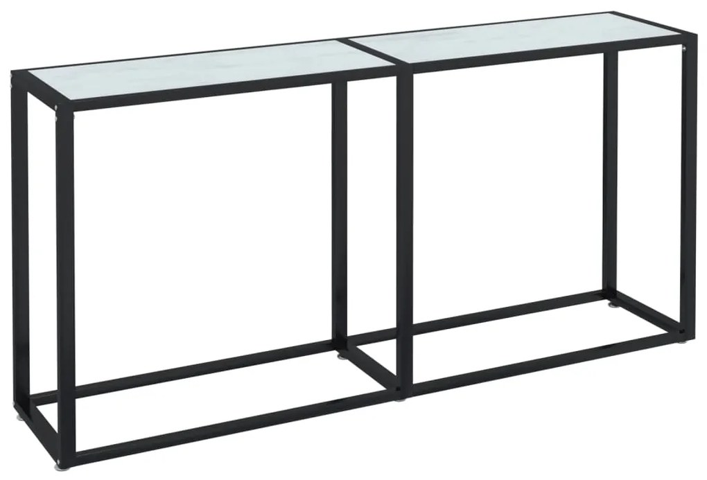 vidaXL Masă consolă, alb marmură, 160x35x75,5 cm, sticlă securizată