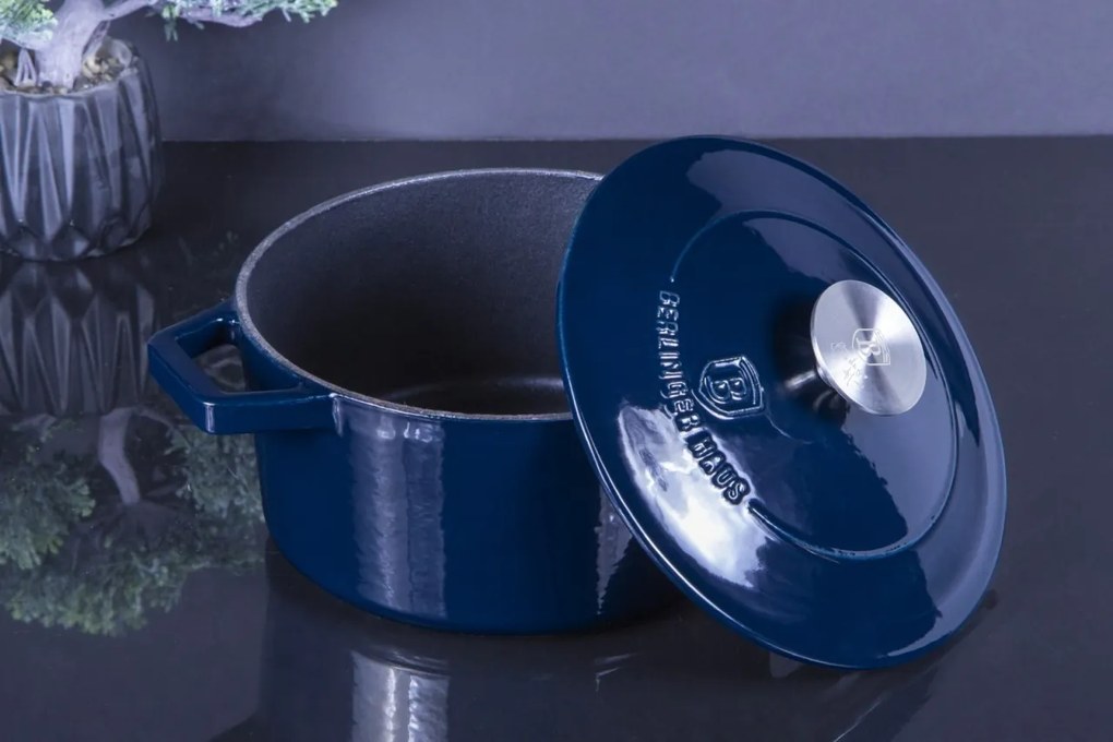 RESIGILAT - Oala fonta emailata cu capac 20 cm Aquamarine Berlinger Haus BH 6521