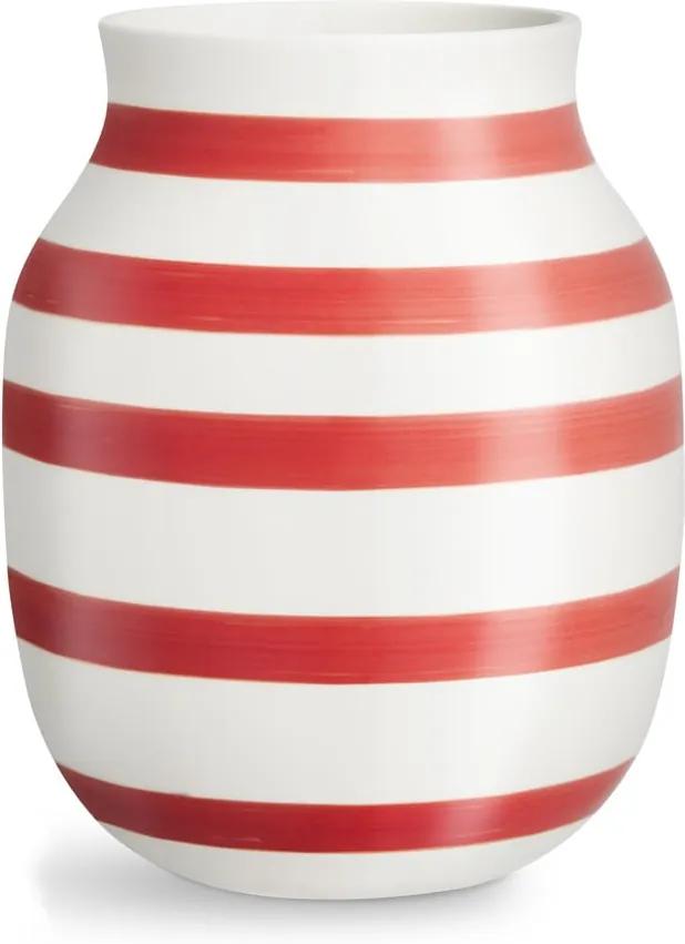 Vază din ceramică Kähler Design Omaggio, înălțime 20,5 cm, alb-roșu