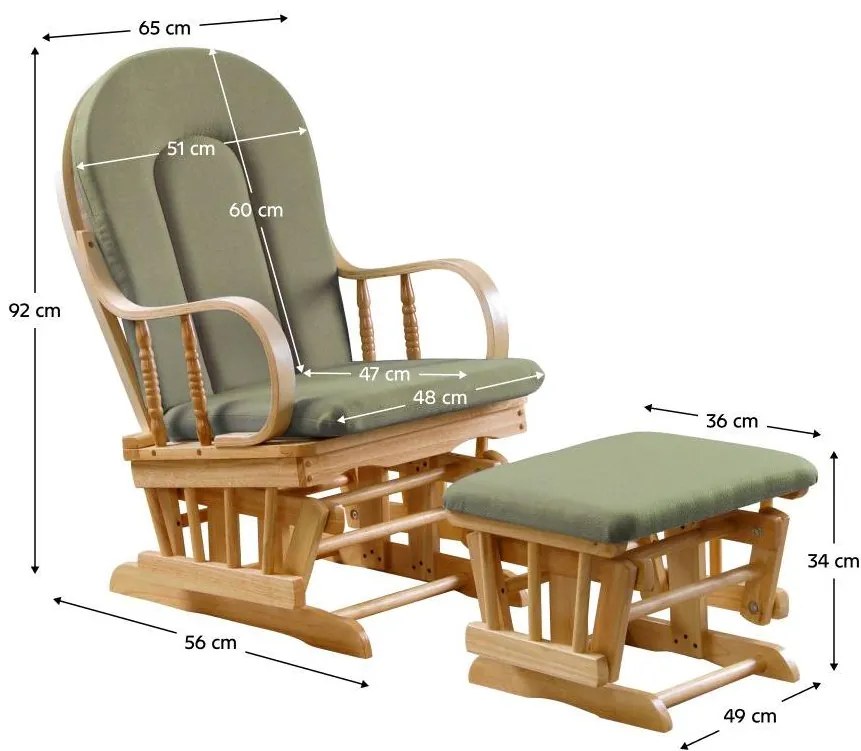 Fotoliu balansoar cu suport picioare Dolvitan (natural + verde) . 1097111