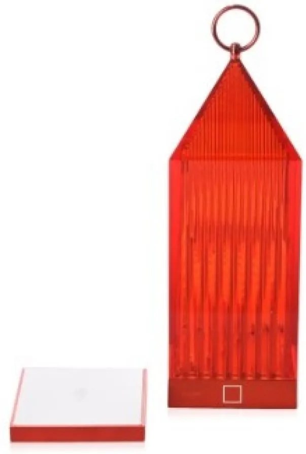 Lampa Portabila De Exterior Kartell Lantern Design Fabio Novembre 12W Led Rosu Transparent Eglo 9335Ro