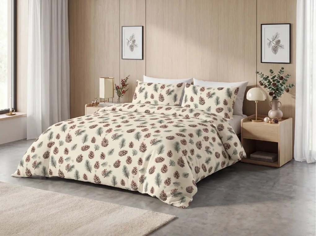 Lenjerie de pat din bumbac PINE CONES colorata Dimensiune lenjerie de pat: 70 x 90 cm | 140 x 220 cm