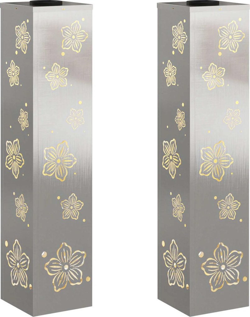 vidaXL Lumină LED Solară pentru Alei 2 pcs Argintiu Oţel inoxidabil