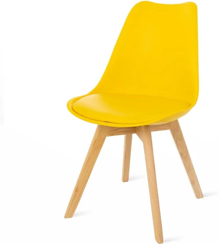 Scaun cu picioare din lemn de fag loomi.design Retro, galben