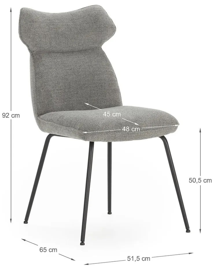 Scaune de dining gri 2 buc. Dara – Marckeric