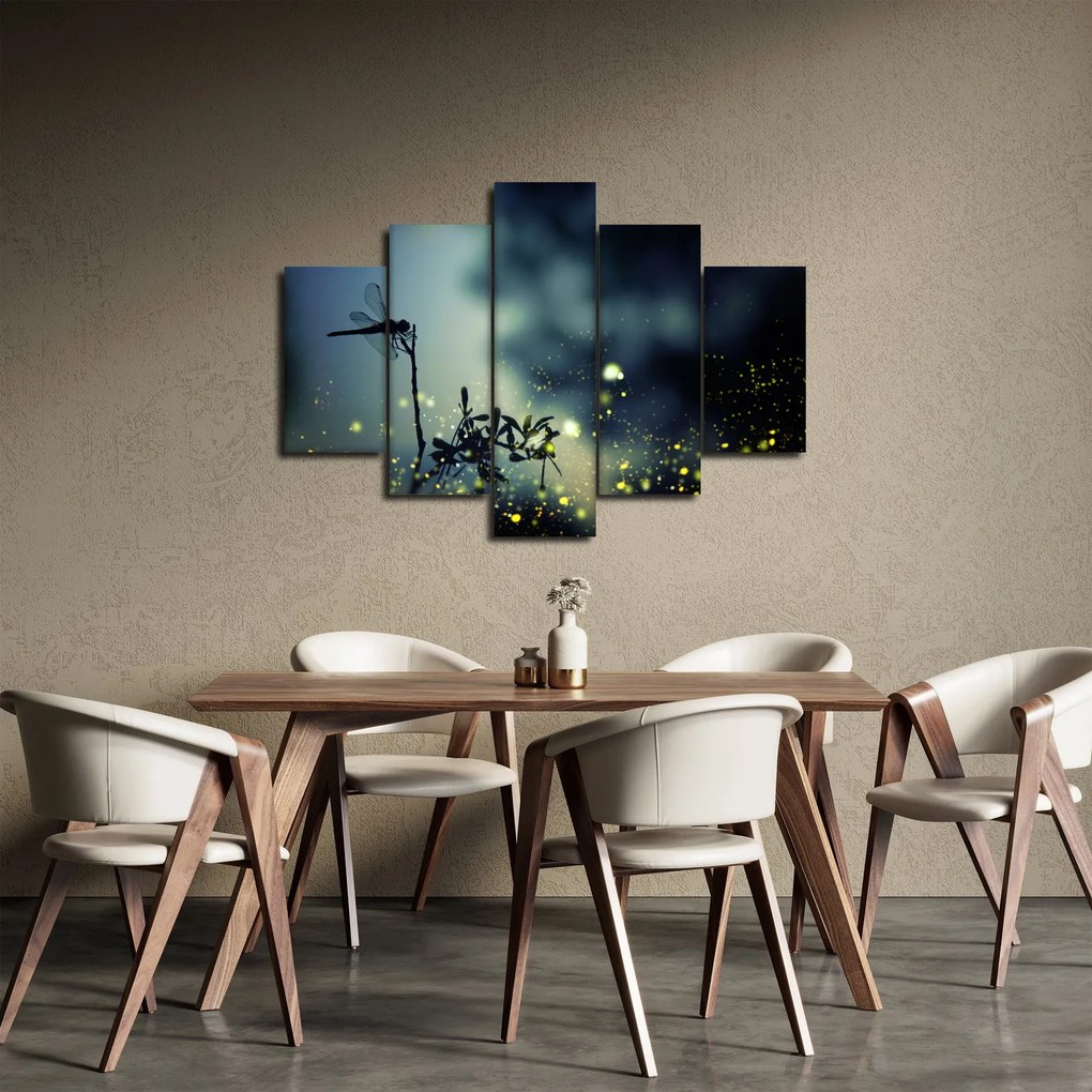 Tablou - Libelula în noaptea strălucitoare (150x105 cm)