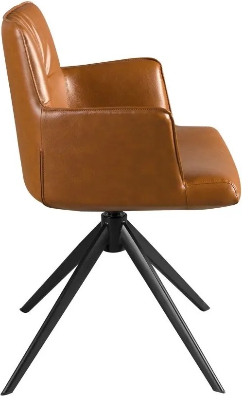 Scaun pivotant design LUX, Piele sintetica, Cognac brown