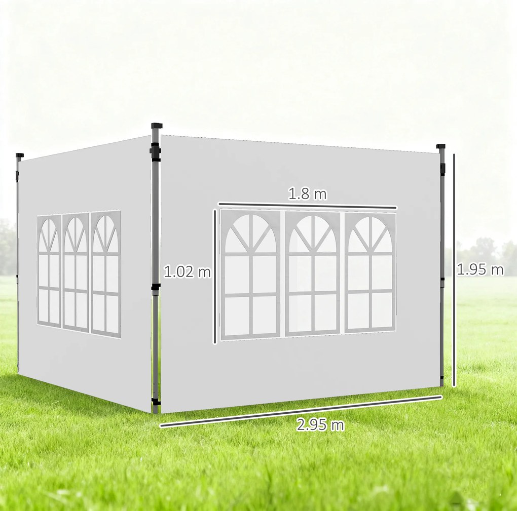 Outsunny Panouri Laterale pentru Foisor cu Fereastra pentru Foisor Pliabil de 3x3(m) sau 3x4m, 2 Bucati de Rezerva Laterale, Alb | Aosom Romania