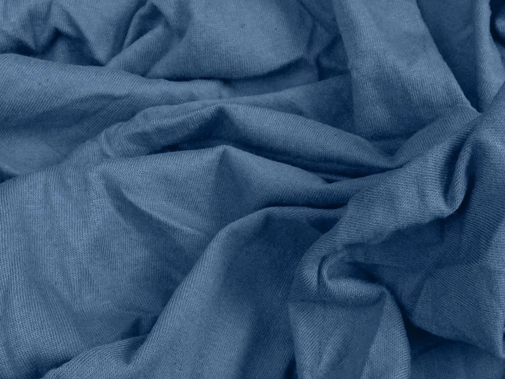 Cearsaf jersey cu lycra albastru inchis 180 x 200 cm