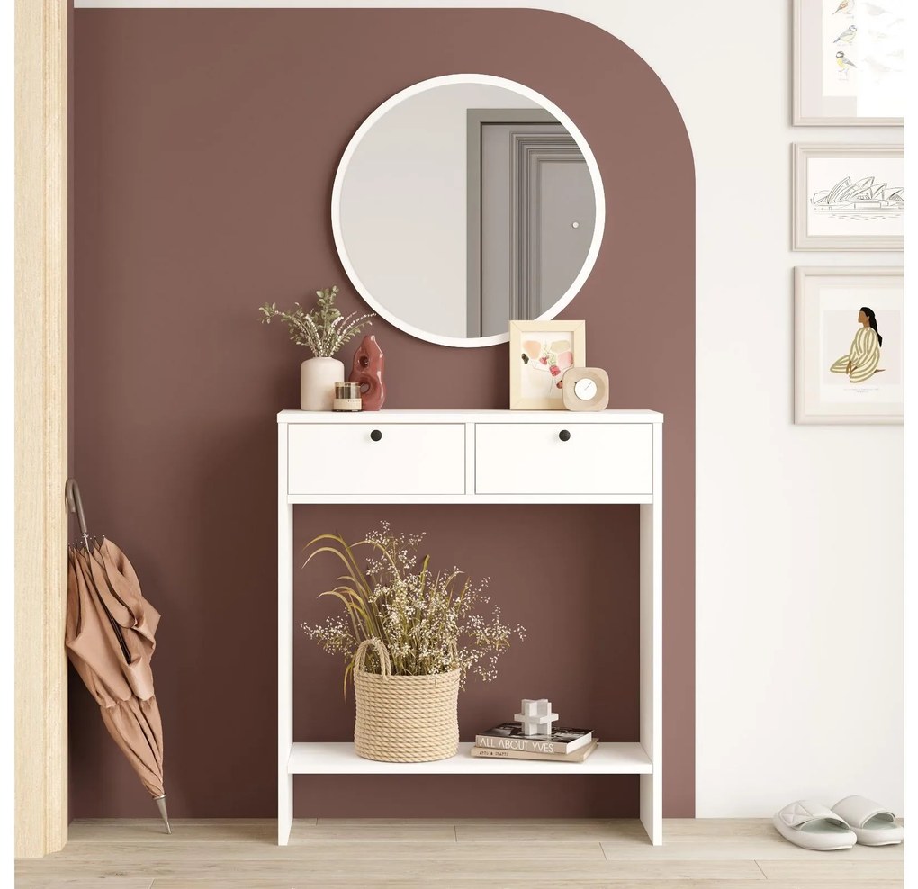 Măsuță consolă Lentorella 1 (cu oglindă) (alb + negru). 1106468