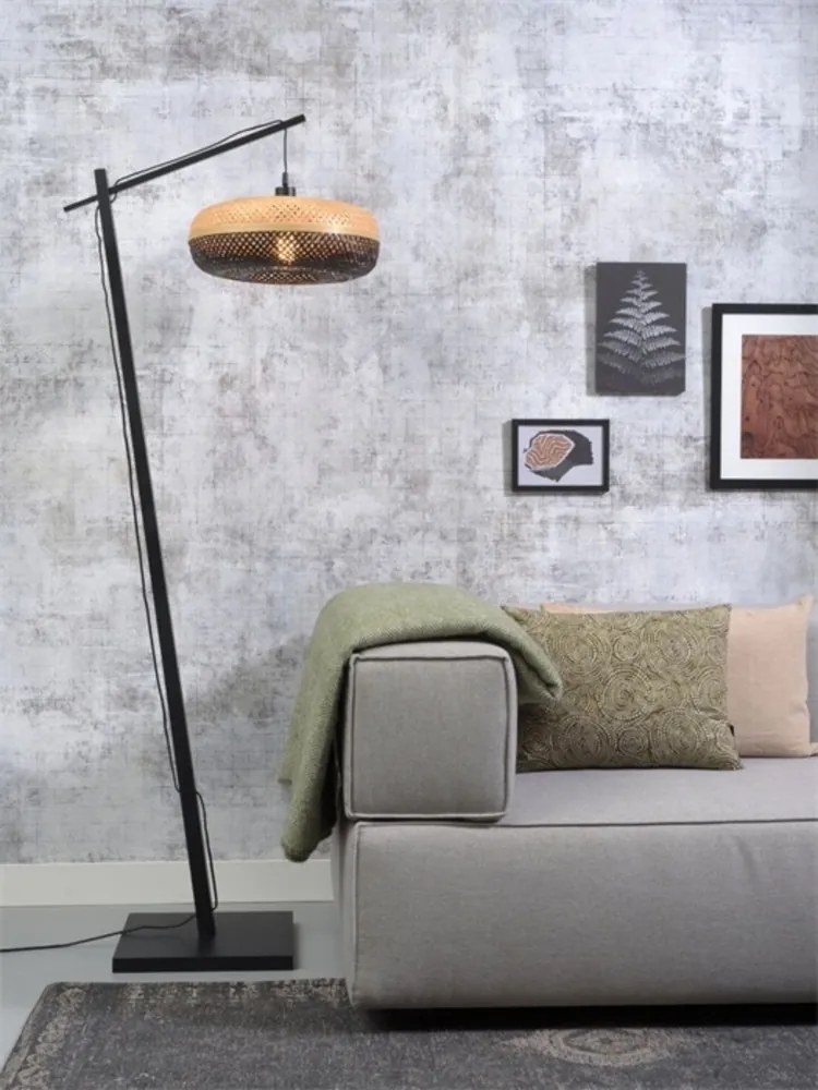 Lampadar eco din bambus Palawan negru, 40x15cm