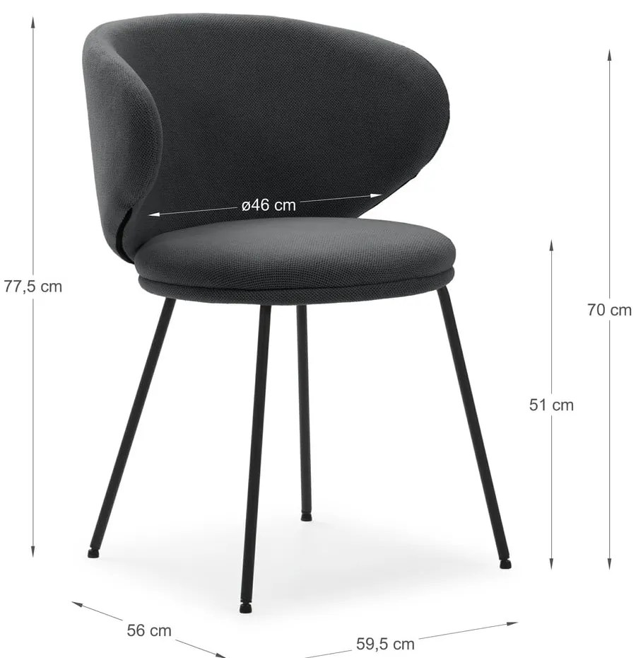 Set de scaune de sufragerie gri închis 2 buc. tapițat Rush – Marckeric