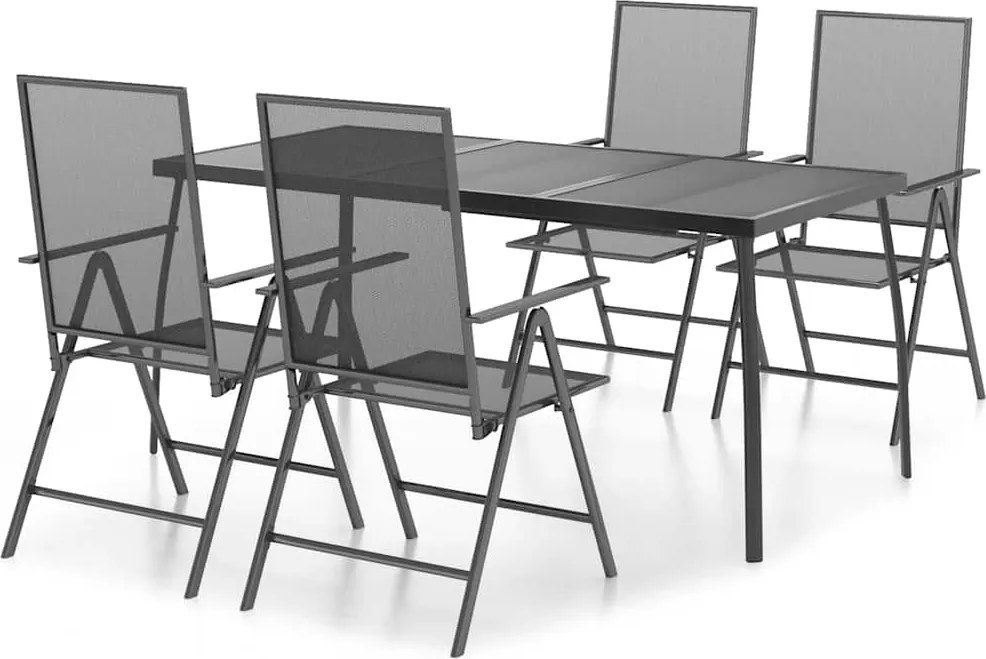vidaXL Set de masă pentru grădină, 5 piese, antracit, oțel