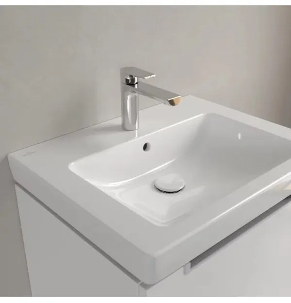 Set mobilier 58.7cm Villeroy&Boch Subway 2.0 alb lucios, cu lavoar Subway 2.0, A68700DH+7113F001