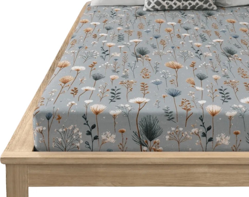 Cearsaf din microfibra BOTANIC FIELD gri 90x200 cm