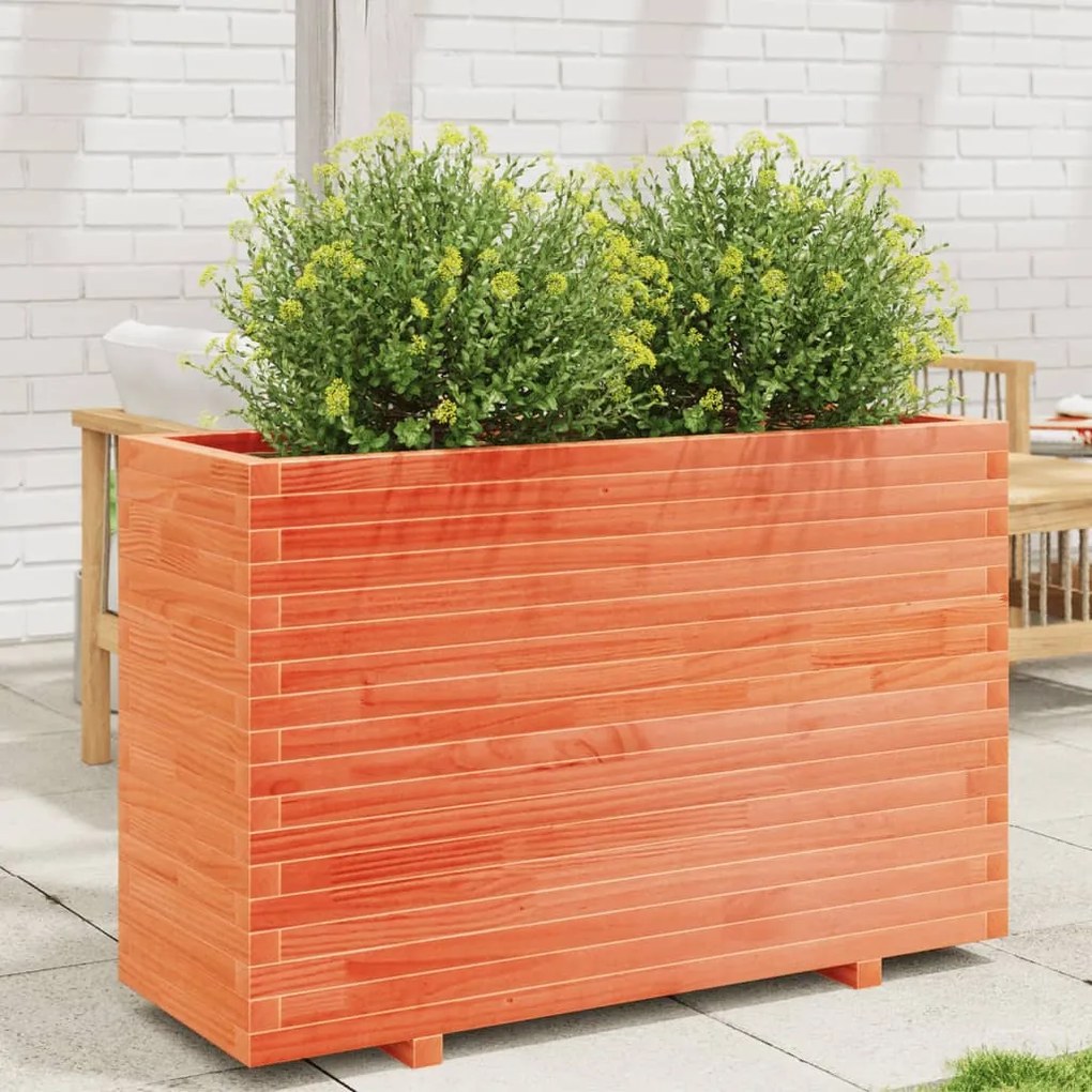 vidaXL Jardinieră grădină, maro ceruit, 110x40x72,5 cm, lemn masiv pin