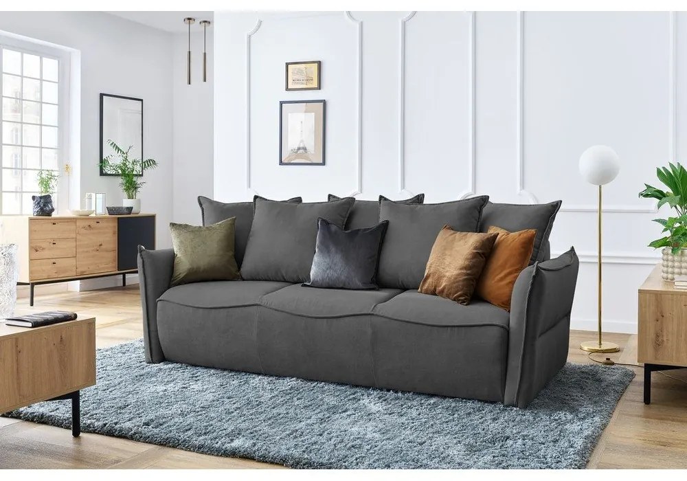 Canapea gri închis extensibilă 226 cm Leon – Bobochic Paris