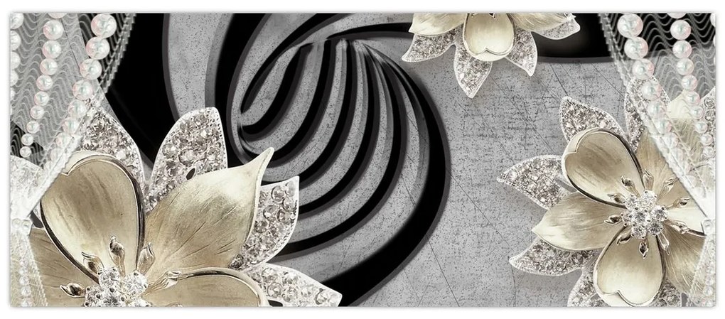 Tablou - 3D Flori aurii (120x50 cm)