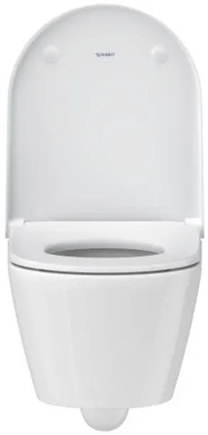 Set Vas WC suspendat cu capac soft close Duravit D-Neo Compact Rimless 36x48 cm evacuare orizontala