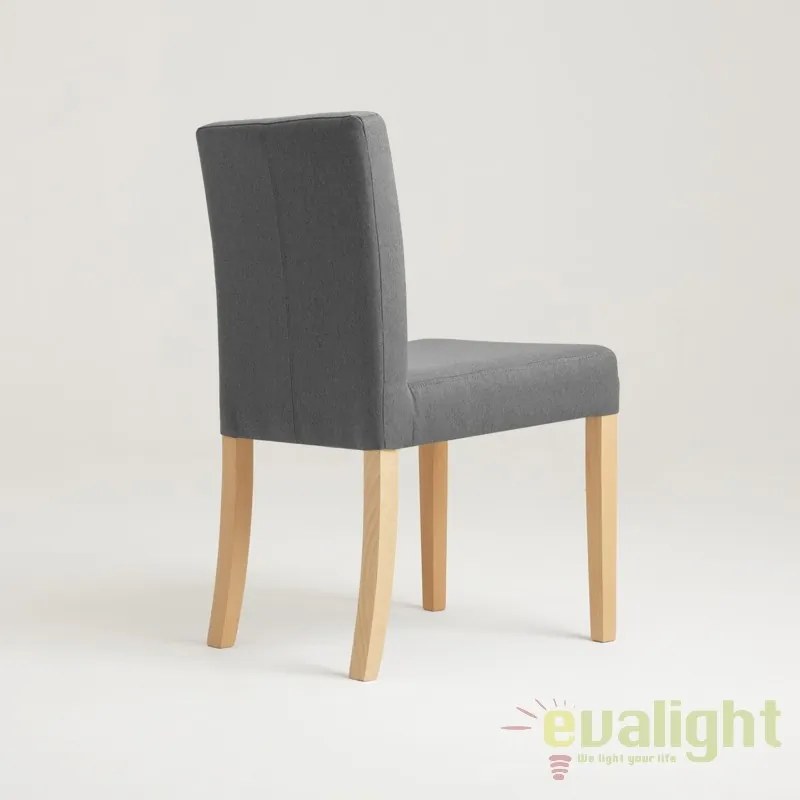 Scaun elegant, tapitat, design vintage scandinav Wilton gri/ natur