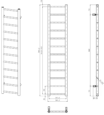 Sapho - Radiator pentru baie DINA, 278 W, 30 x 138 cm, alb