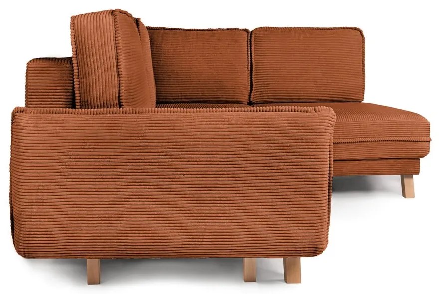 Colțar portocaliu extensibil cu tapițerie din catifea reiată Tori – Bonami Selection