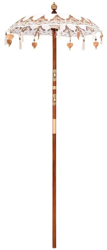 vidaXL Parasol Balinez Altele Crem x 260 cm Bumbac și lemn masiv