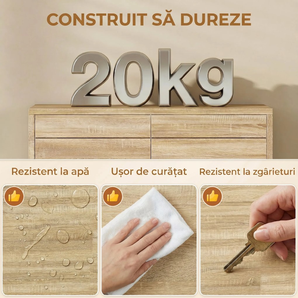HOMCOM Dulap Sub Lavoar, Baie cu Raft Reglabil, Design Push-to-Open | Aosom Romania