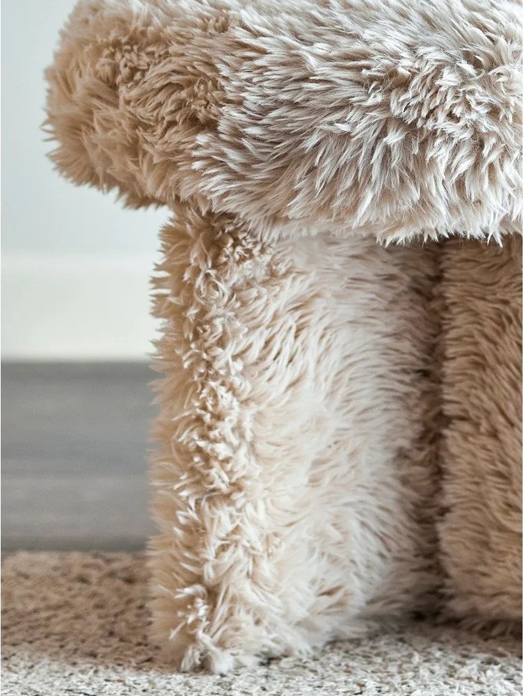 Puf bej cu tapițerie din blană artificială Frikka – Bloomingville
