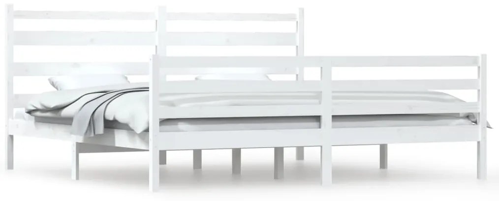 3103734 vidaXL Cadru de pat, 200x200 cm, lemn masiv de pin, alb