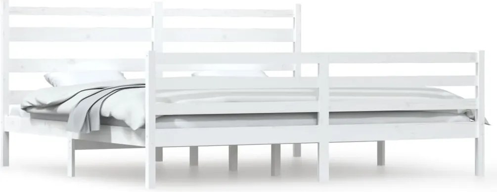 vidaXL Cadru de pat, 200x200 cm, lemn masiv de pin, alb