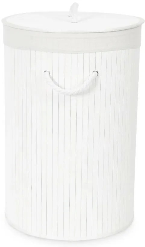 Compactor Coș pentru rufe murdare Bamboo rotund, alb