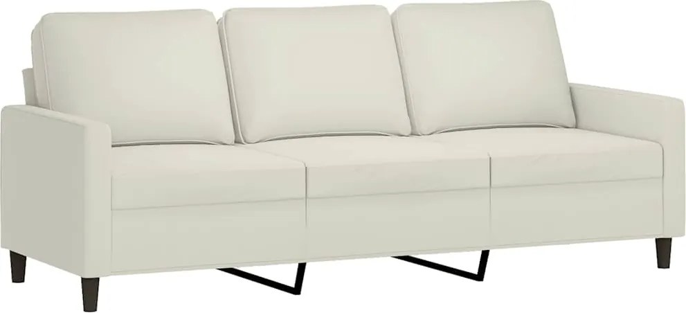 vidaXL Canapea cu 3 locuri, crem, 180 cm, catifea
